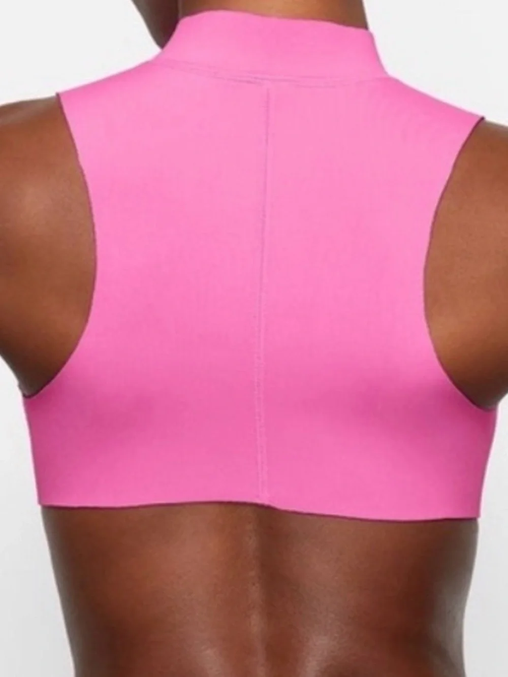 SKIMS Sport Swim Mock Neck Top Taffy Pink Size 4X Zip Front NWT